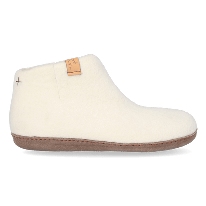 Pantoufles en feutre de laine Mula blanches Mula Wool Felt Slippers White