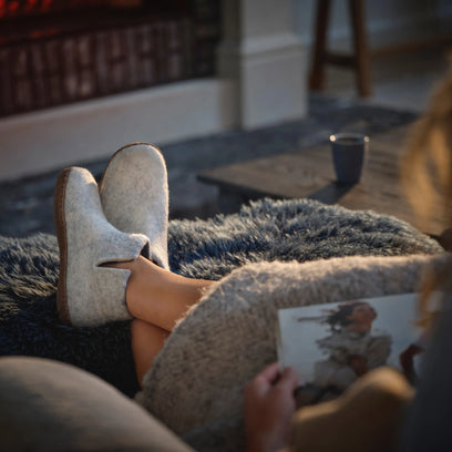Mula Wool Felt Slippers Natural Delta