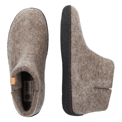 Rabara Wool Felt Slippers Marbled Brown