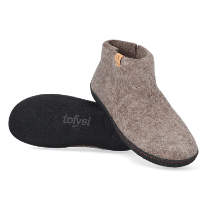 Rabara Wool Felt Slippers Marbled Brown