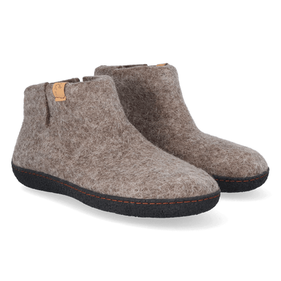 Rabara Wool Felt Slippers Marbled Brown