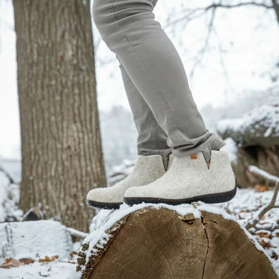 Rabara Wool Felt Slippers Natural Delta