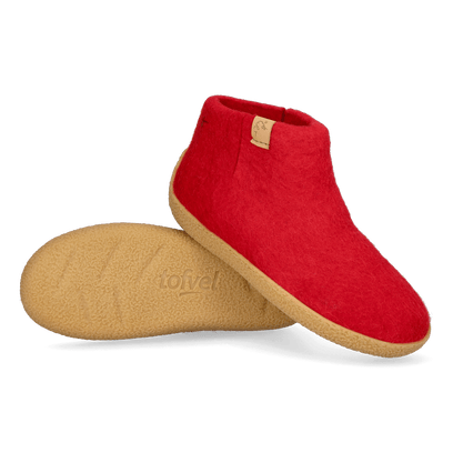 Rabara Maha Wool Felt Slippers Red