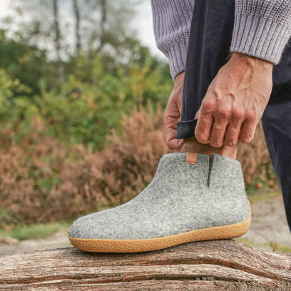 Rabara Maha Wool Felt Slippers Marbled Light Grey