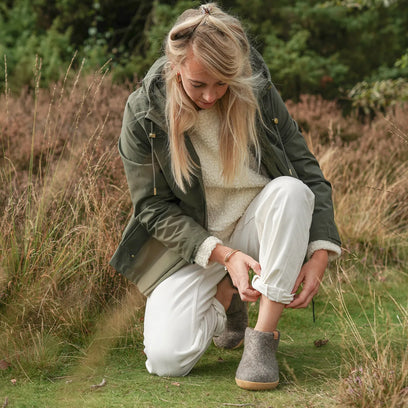 Rabara Maha Wool Felt Slippers Marbled Brown