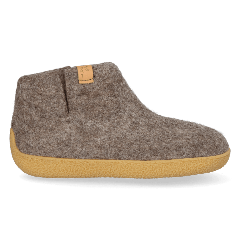 Rabara Maha Wool Felt Slippers Marbled Brown