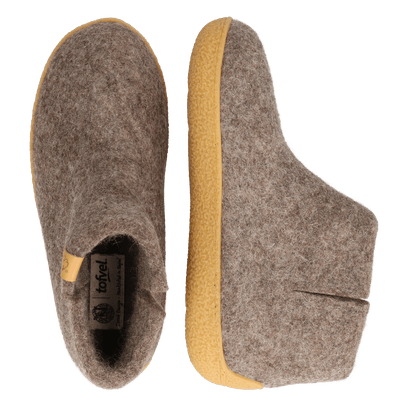 Rabara Maha Wool Felt Slippers Marbled Brown