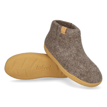 Rabara Maha Wool Felt Slippers Marbled Brown
