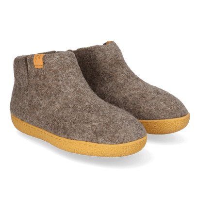 Rabara Maha Wool Felt Slippers Marbled Brown