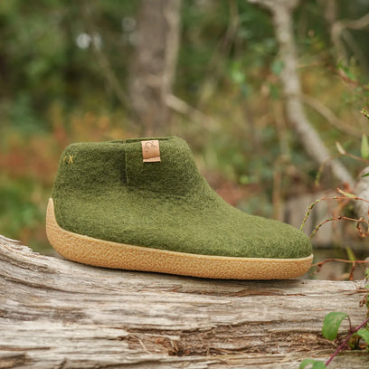 Rabara Maha Wool Felt Slippers Olive Green