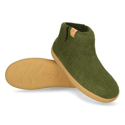 Rabara Maha Wool Felt Slippers Olive Green