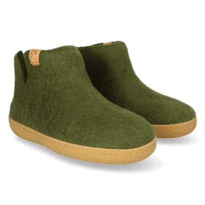 Rabara Maha Wool Felt Slippers Olive Green