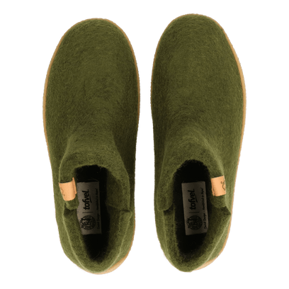 Rabara Maha Wool Felt Slippers Olive Green