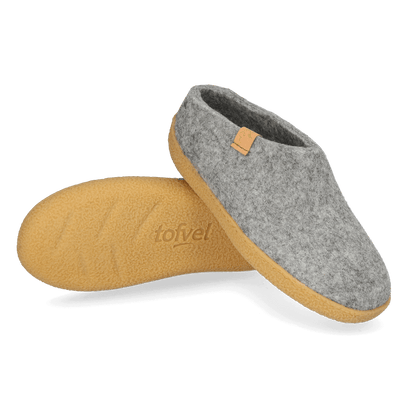Slipa Maha Wool Felt Slip-On Slippers Marbled Light Grey