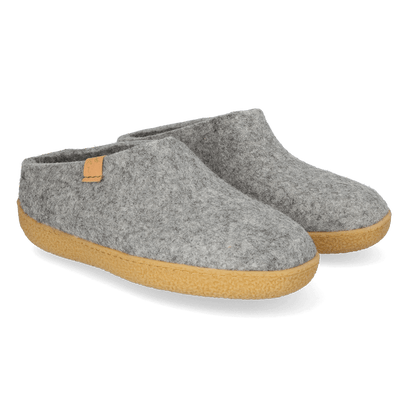 Slipa Maha Wool Felt Slip-On Slippers Marbled Light Grey