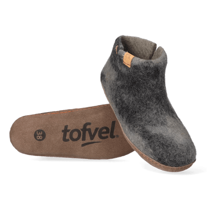 Mula Lungta wool felt slippers black/grey