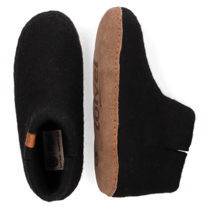 Mula Wool Felt Slippers Black