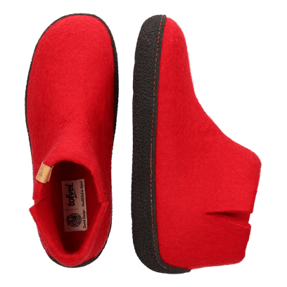 Rabara wool felt slippers red