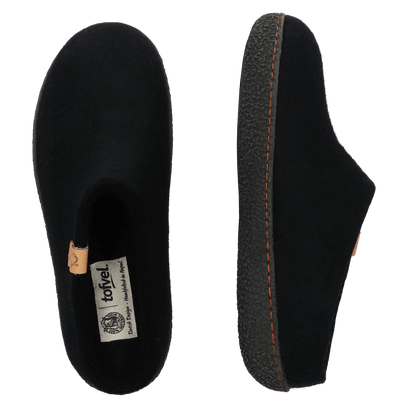 Slipa Wool Felt Slip-on Slippers Black