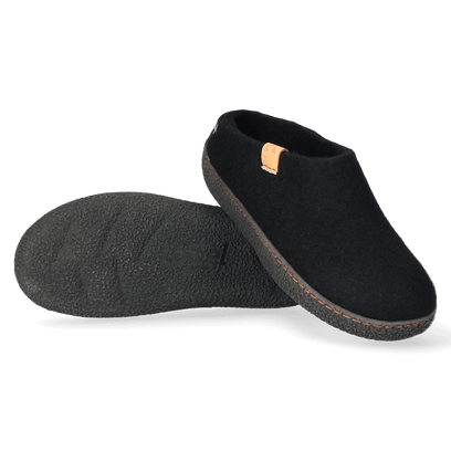 Slipa Wool Felt Slip-on Slippers Black