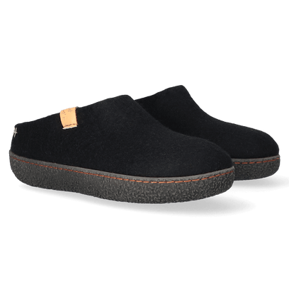 Slipa Wool Felt Slip-on Slippers Black