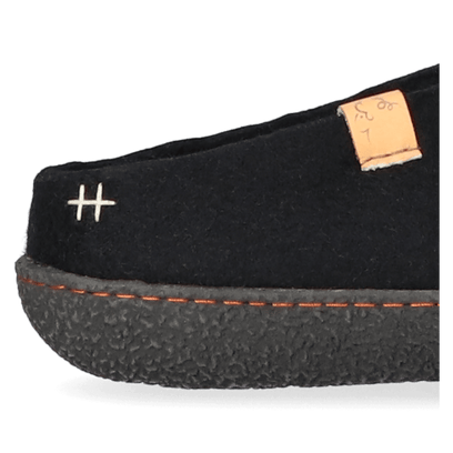 Slipa Wool Felt Slip-on Slippers Black