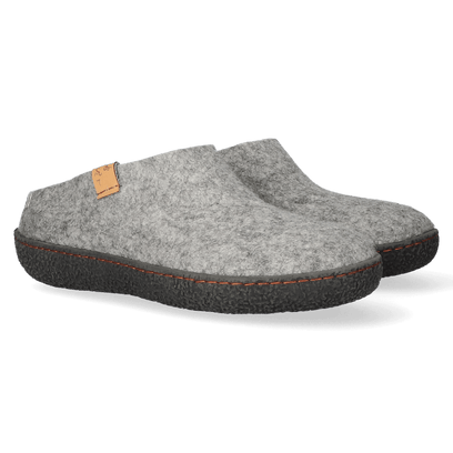 Slipa Wool Felt Slip-on Slippers Marbled Light Grey