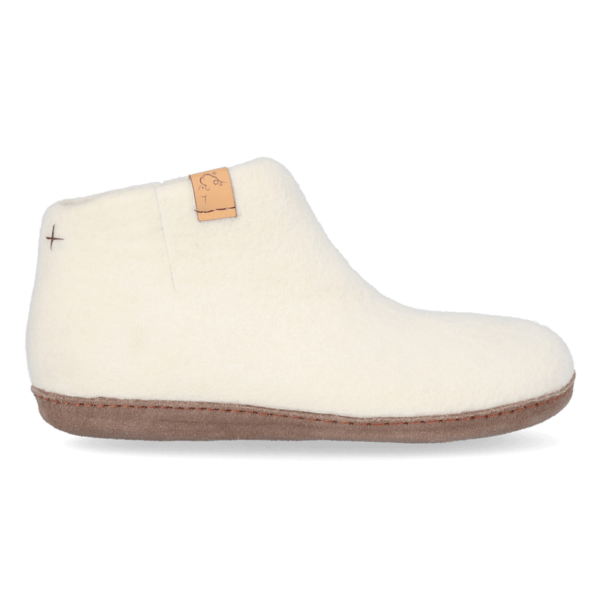 Mula Wool Felt Slippers White