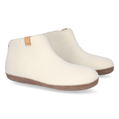 Mula Wool Felt Slippers White