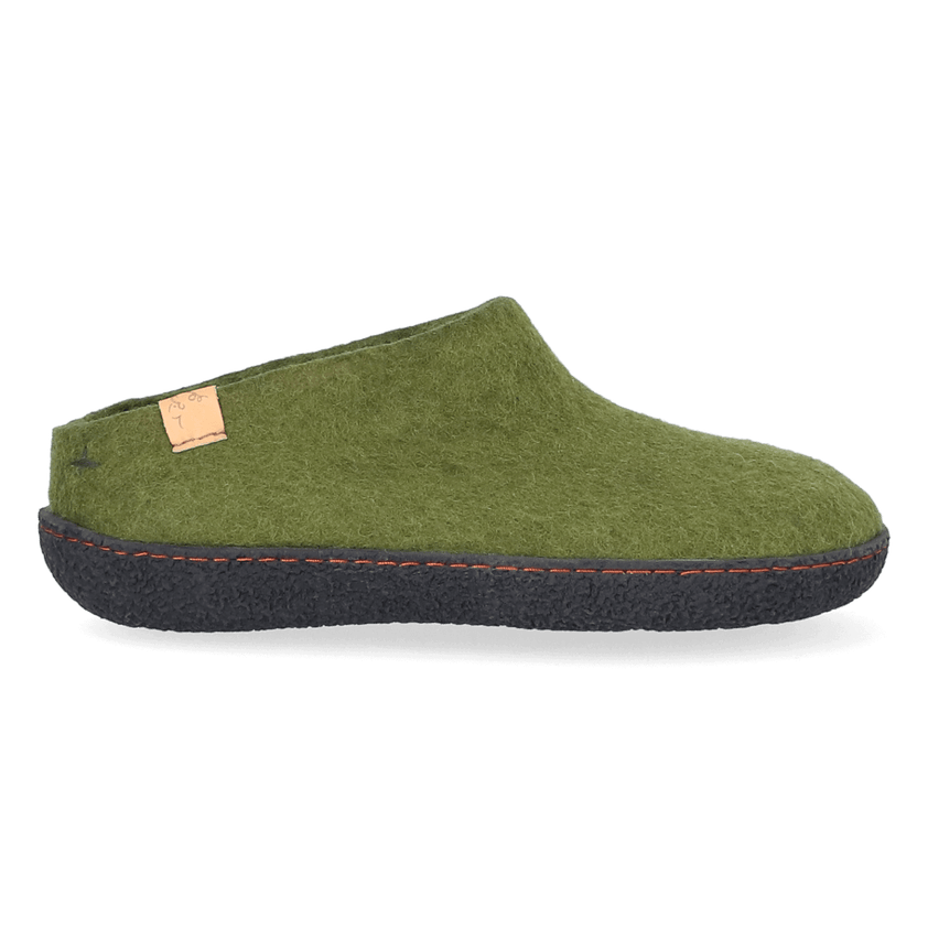 Slipa Wool Felt Slip-on Slippers Olive Green