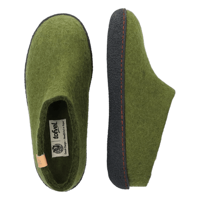 Slipa Wool Felt Slip-on Slippers Olive Green