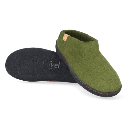 Slipa Wool Felt Slip-on Slippers Olive Green