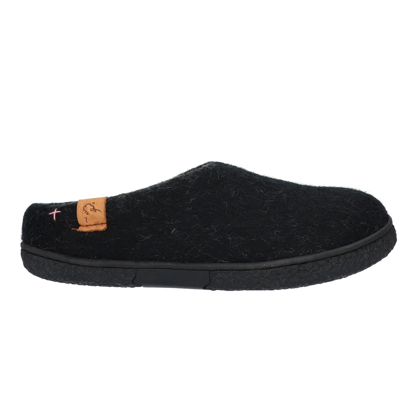 Tibet wool felt slippers black/grey