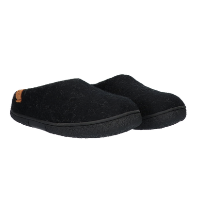 Tibet wool felt slippers black/grey