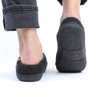 Tibet wool felt slippers black/grey