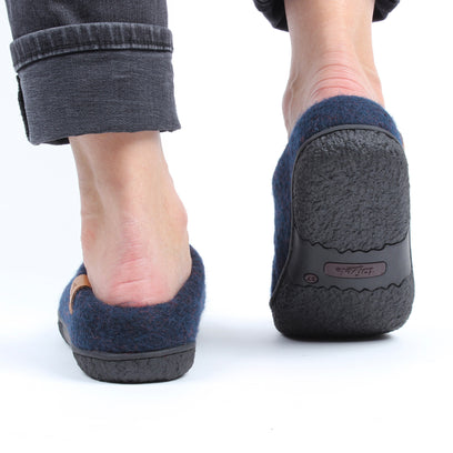 Tibet wool felt slippers blue/red