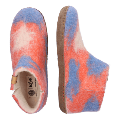 Mula Lungta wool felt slippers red/white/blue