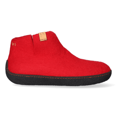 Rabara wool felt slippers red