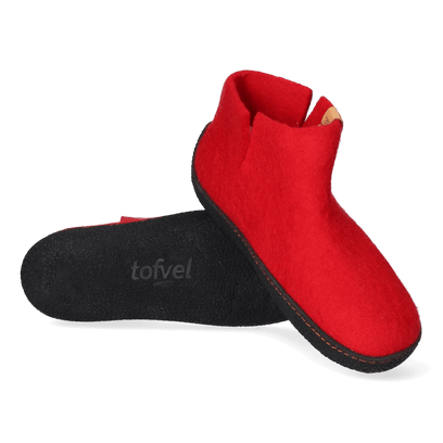 Rabara wool felt slippers red