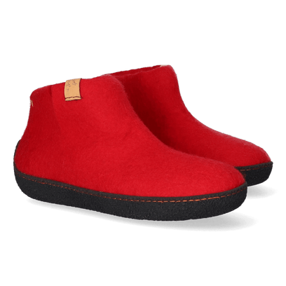 Rabara wool felt slippers red