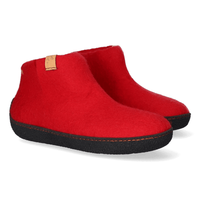 Rabara wool felt slippers red