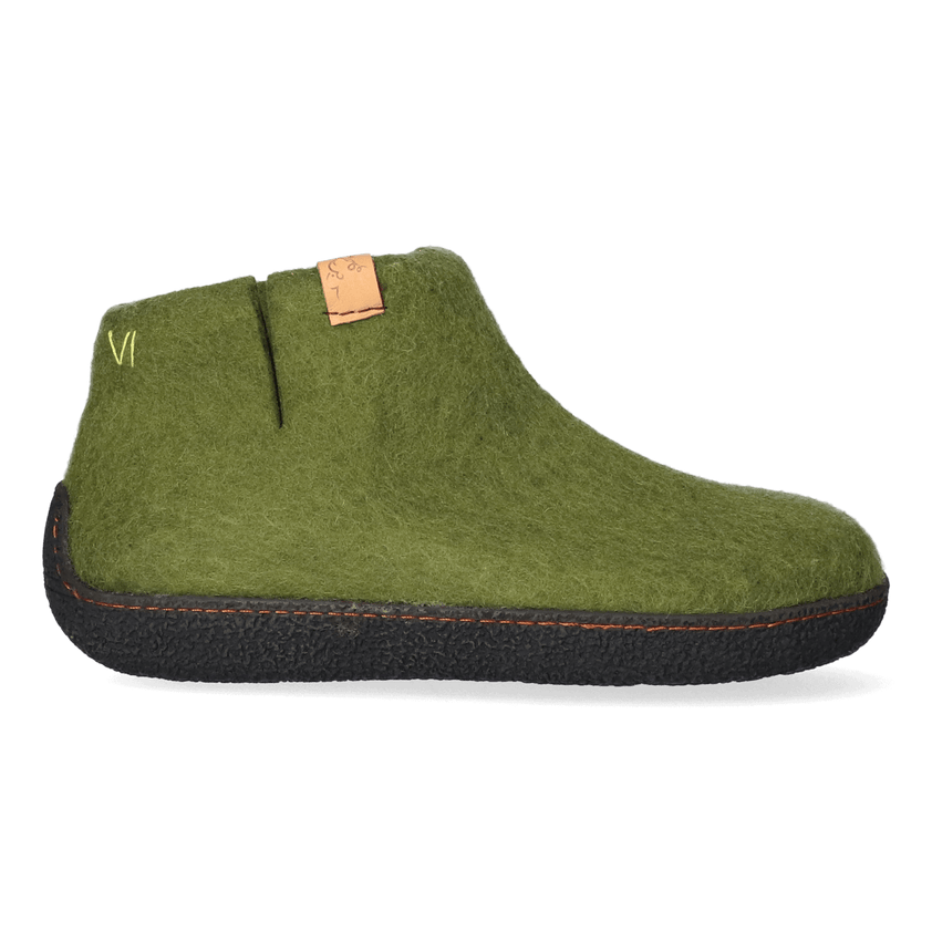 Rabara wool felt slippers olive green