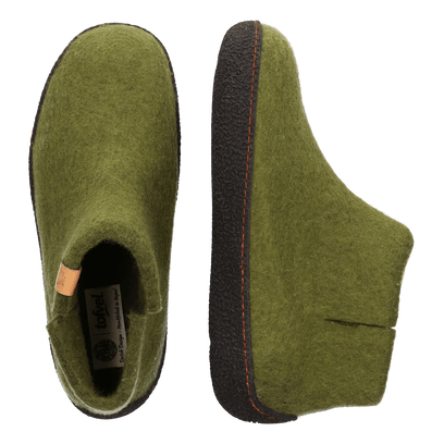 Rabara wool felt slippers olive green