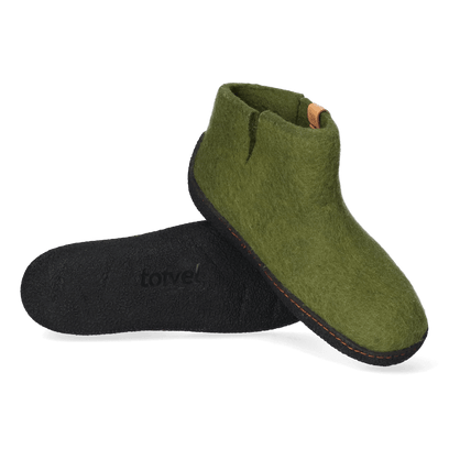 Rabara wool felt slippers olive green