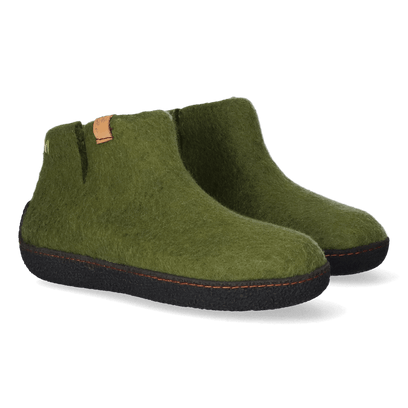 Rabara wool felt slippers olive green