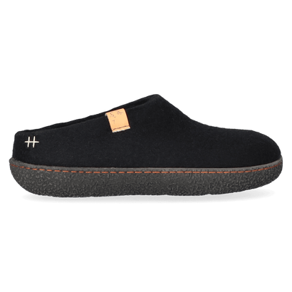 Slipa Wool Felt Slip-on Slippers Black