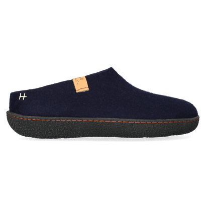 Slipa Wool Felt Slip-on Slippers Navy Blue