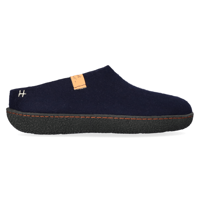 Slipa Wool Felt Slip-on Slippers Navy Blue