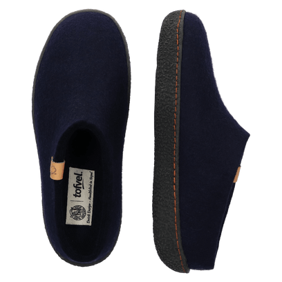 Slipa Wool Felt Slip-on Slippers Navy Blue