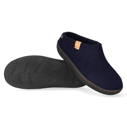 Slipa Wool Felt Slip-on Slippers Navy Blue